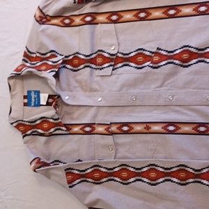 Vintage Wrangler Aztec Western Shirts White Pearl Snaps